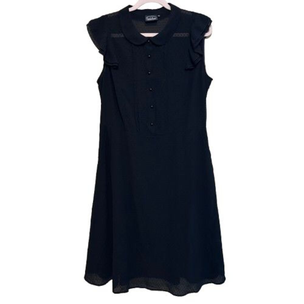 Voodoo Vixen Pin Up Dress Womens XXL 2XL Black Sheer Swiss Dot Swing Rockabilly